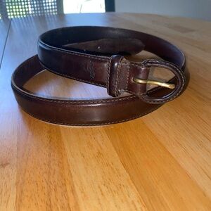 Polo Ralph Lauren Italian Saddle Brown Leather Belt With Leather Buckle Size 38